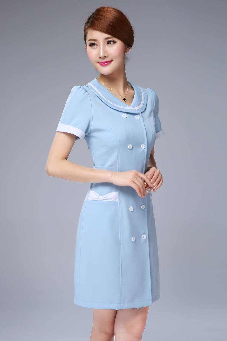 Mới làm đẹp workclothes mùa hè váy thẩm mỹ viện làm tóc chuyên nghiệp kỹ thuật viên y tá váy cardigan