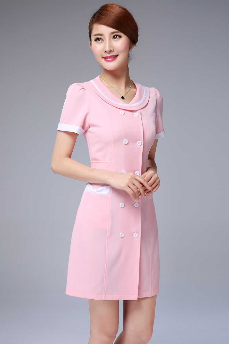 Mới làm đẹp workclothes mùa hè váy thẩm mỹ viện làm tóc chuyên nghiệp kỹ thuật viên y tá váy cardigan