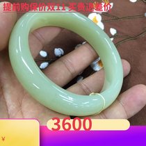 Xinjiang Hetian jade bracelet old pit jade bracelet big ring mouth green white jade yellow mouth women increased 60-75