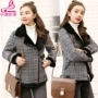 Mùa đông 2018 mới nữ Hàn Quốc houndstooth áo lông dày ve áo lông ngắn lông cừu nữ áo khoác nữ hàn quốc