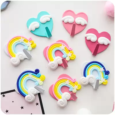 Seamless hook behind the door Cute coat hook punch-free strong adhesive adhesive dormitory creative iron hook to hang clothes