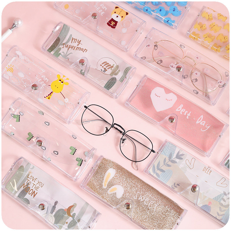 Myopic transparent glasses box ins cute Japanese girl heart cartoon portable anti-pressure simple creative personality storage