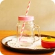 Korea Creative Lady Juice Cup Hộ gia đình Uống Ly thủy tinh cầm tay Pipette Cup Cup Hand Cup với Cover Cup
