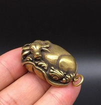 Solid brass Zodiac cow bronze bull calf pendant copper handlebars turn the universe pure copper Buffalo lotus leaf lying cow