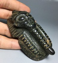 Ancient Jade old Jade antique old meteorite Hongshan culture Egyptian head pendant antique Miscellaneous old Jade handle