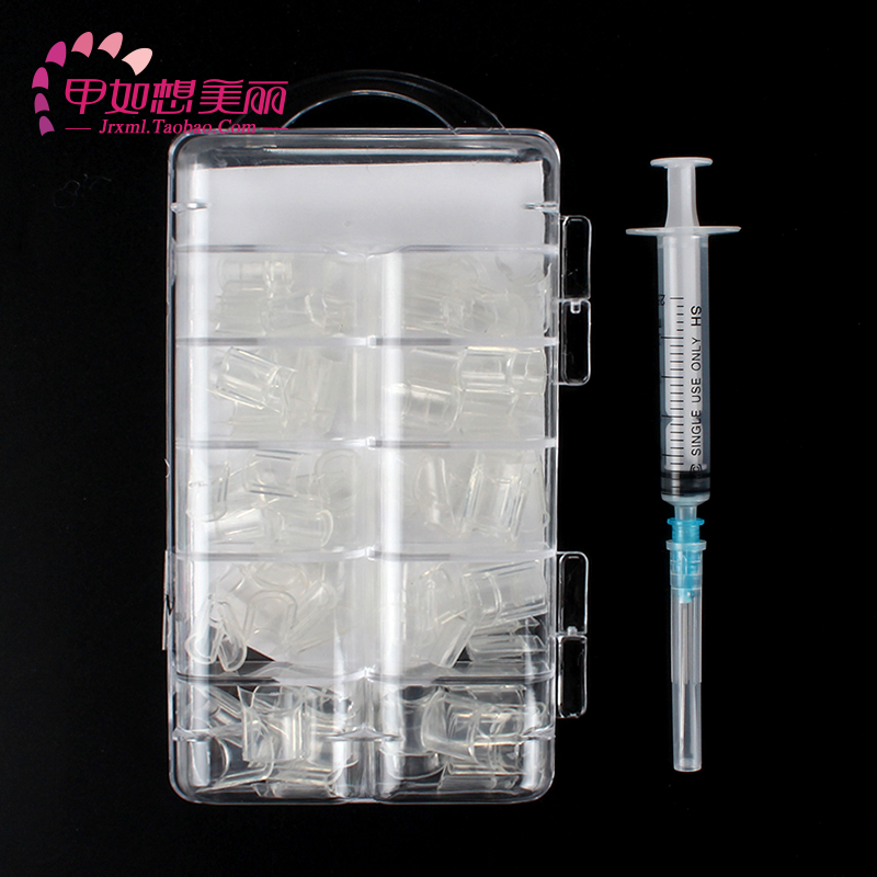 美甲水疗注水半贴甲片 假指甲贴片透明注水甲片光疗空心法式半贴