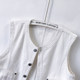 Versatile retro ສີຂາວຂະຫນາດນ້ອຍມີກິ່ນຫອມຕະຫຼອດຄໍ denim vest vest ບາງໆຂອງແມ່ຍິງພາກຮຽນ spring ແລະ summer sleeveless ເສື້ອຍືດນອກບາດເຈັບແລະ waistcoat