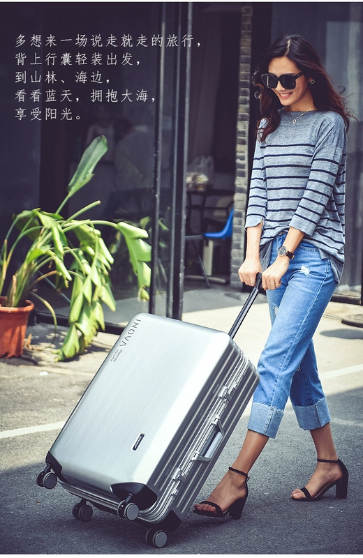 Khung nhôm xe đẩy trường hợp lưới màu đỏ vali vali nhỏ bánh xe phổ quát 18 inch da hộp nam và nữ 24 bảng khung siêu nhẹ