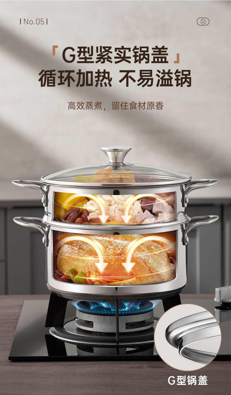 安享好物 安享A级蒸锅-苏泊尔蒸滋味 不锈钢 蒸煮蒸锅
