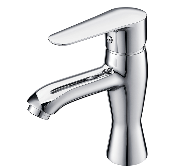 DERUI simple base faucet cold and hot bench basin bath full copper chromium ceramic valve core single hole m048