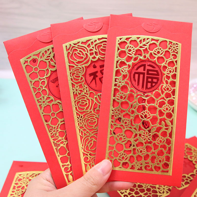 New Year 2021 Niu New Year Spring Festival pressure age Pack Creative traditional Chinese New Year Red Pack Hollowed-out Carved Flowers Fu New Year is enveloping