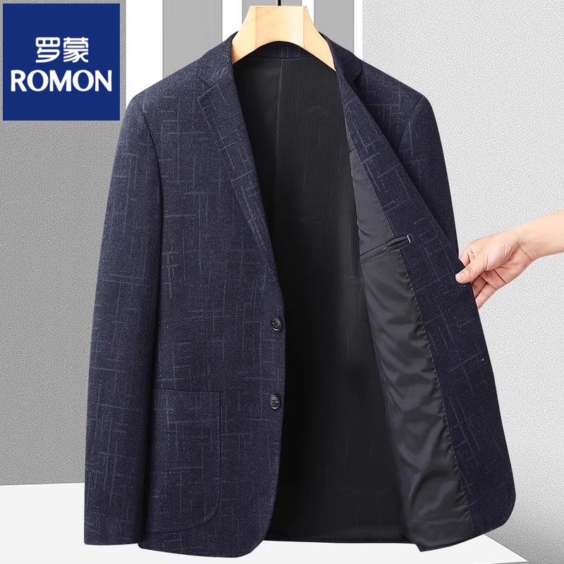 Romon Suit Men's Jacket Spring and Autumn Wrinkle-Free New Business Fashion High-End Youth Casual Suit Formal Top