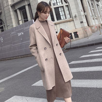  Double-sided cashmere coat womens 2020 new autumn and winter slim slim mid-length wool high-end wool coat