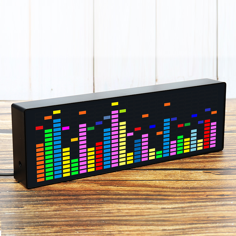 Colorful Led Music Spectrum Digital Clock Sound-Controlled Rhythm Light 1624Rgb Sound Pickup Atmosphere Level Indicator