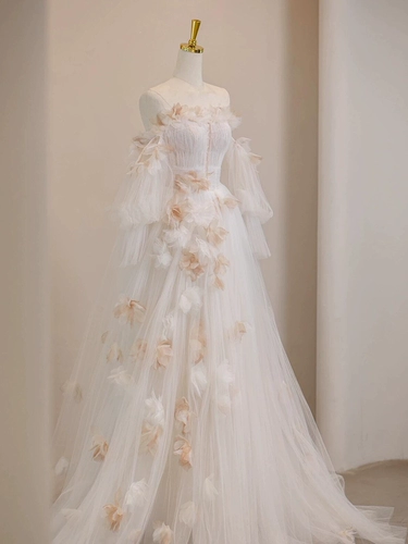 Летнее свадебное платье для принцессы, открытые плечи, французский стиль, премиум класс