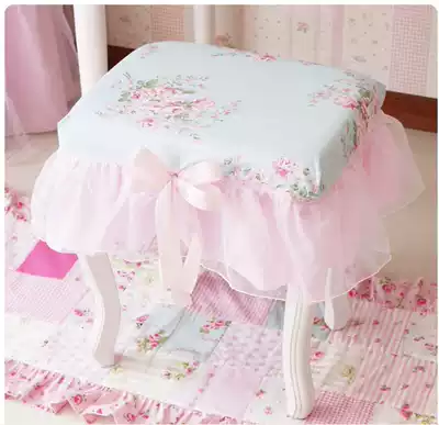 Pastoral style makeup stool set makeup stool dust cover Midsummer he loves blue