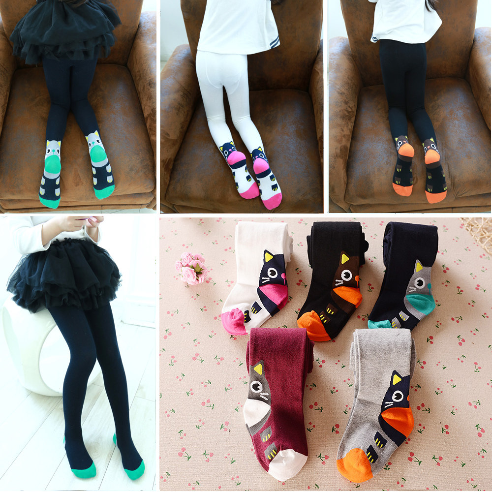 Spring and autumn pure cotton baby pantyhose cartoon kitten baby pantyhose can not ball pantyhose