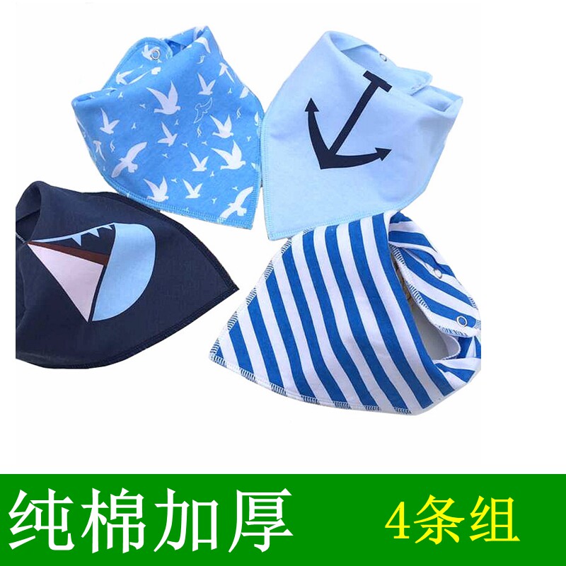 Baby saliva towel men and women baby triangle towel snap bib scarf pure cotton plus velvet thickening spring, autumn and winter absorbent