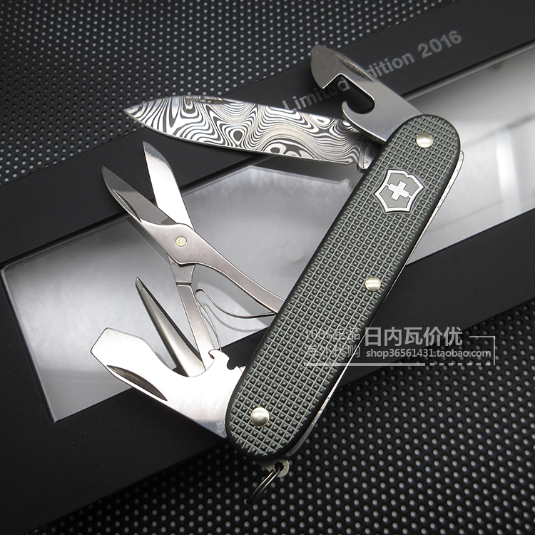 Phiên bản giới hạn Swiss Army Knife 2016 Damascus Pioneer X Tay cầm bằng nhôm màu xám 0.8231.j16 Số độc lập kìm đa năng