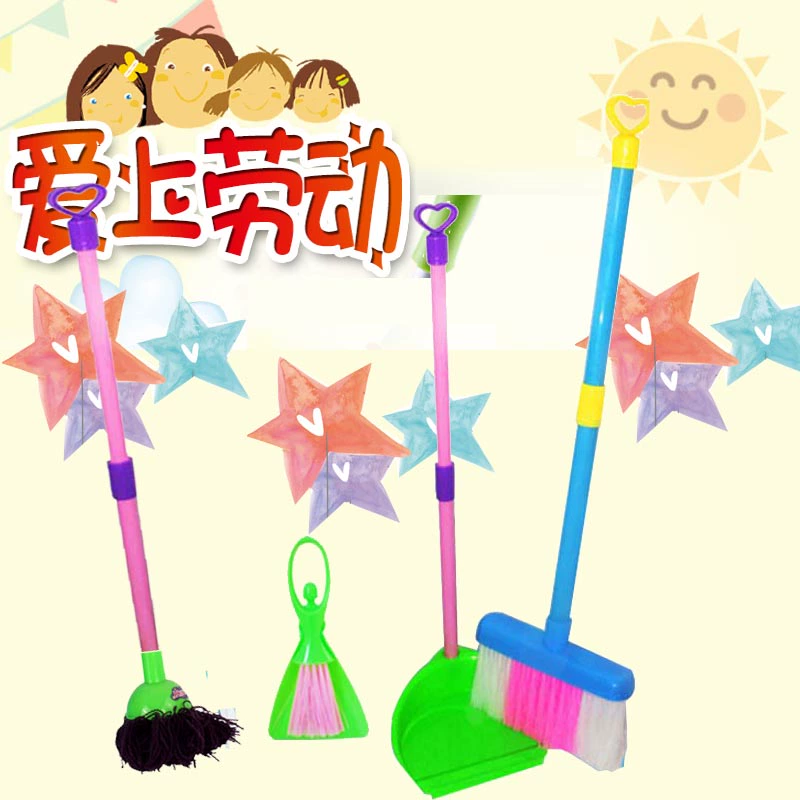 Chổi đồ chơi trẻ em Set Baby Boy 1-3 Sweeping Tow Buck Chổi Công cụ vệ sinh nhà ô tô đồ chơi