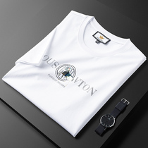 A D Hepburn self-retention recommended European war horse Ice Silk print white short sleeve T-shirt mens round neck clothes