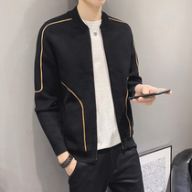 Spring and autumn coat men 2021 new trend casual handsome slim Korean mens knitted jacket baseball suit