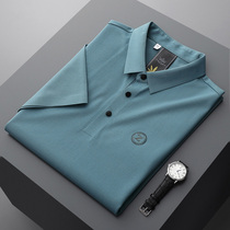 Fashion city mulberry silk short sleeve T-shirt men summer gray light luxury polo shirt young men half sleeve coat tide