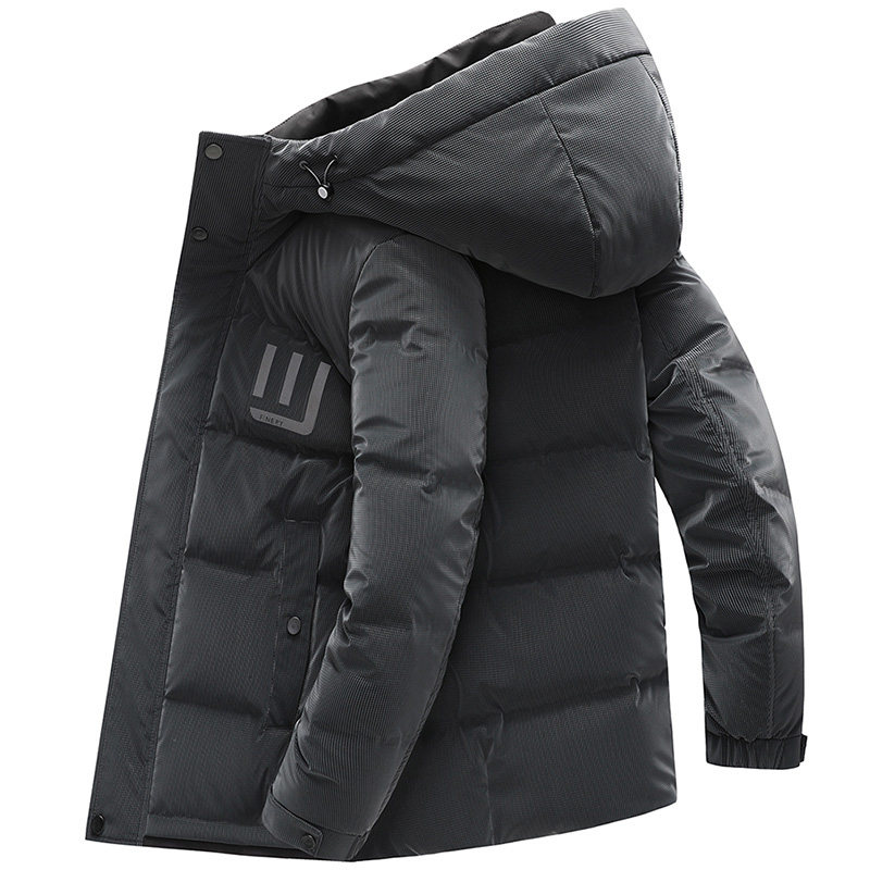 Men's short - edition down jacket 2021 new thickening warm youth loose large - size casual hood coat tide