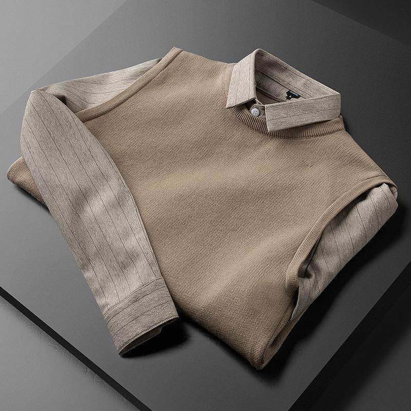 A D Hepburn Autumn Light Business Men's Fall Two Sweaters to Fix a Handy Casual Shirt Knitted Sweater