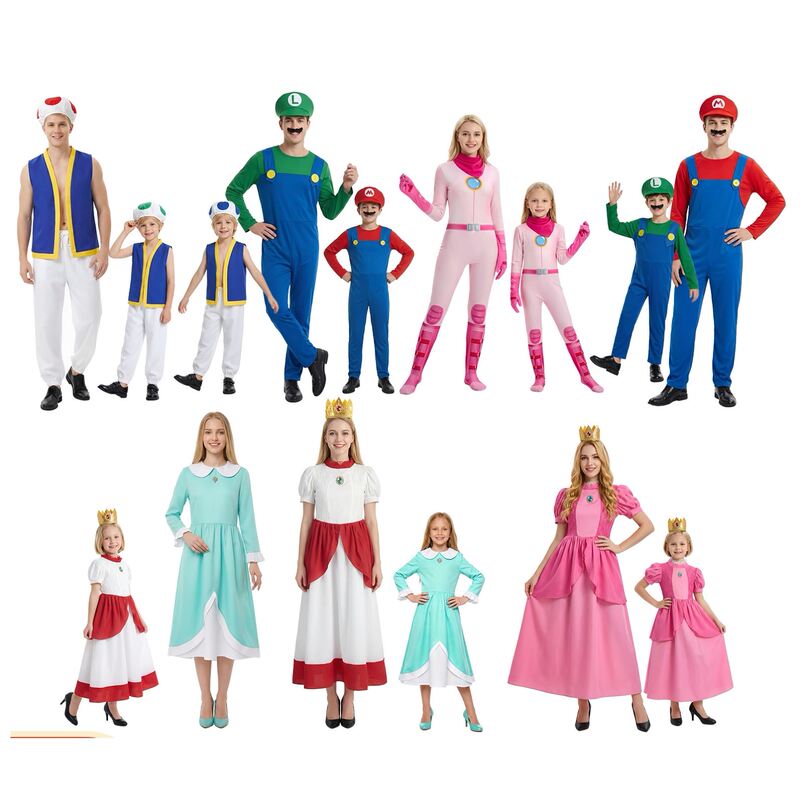 Mario Cosplay Costume Princess Peach Toad Cosplay Two-Dimensional Stage Performance Costume Women's Real-Life Costume Mario Cosplay Costume Princess Peach Toad Cosplay Two-Dimensional Stage Performance Costume Women's Real-Life Costume