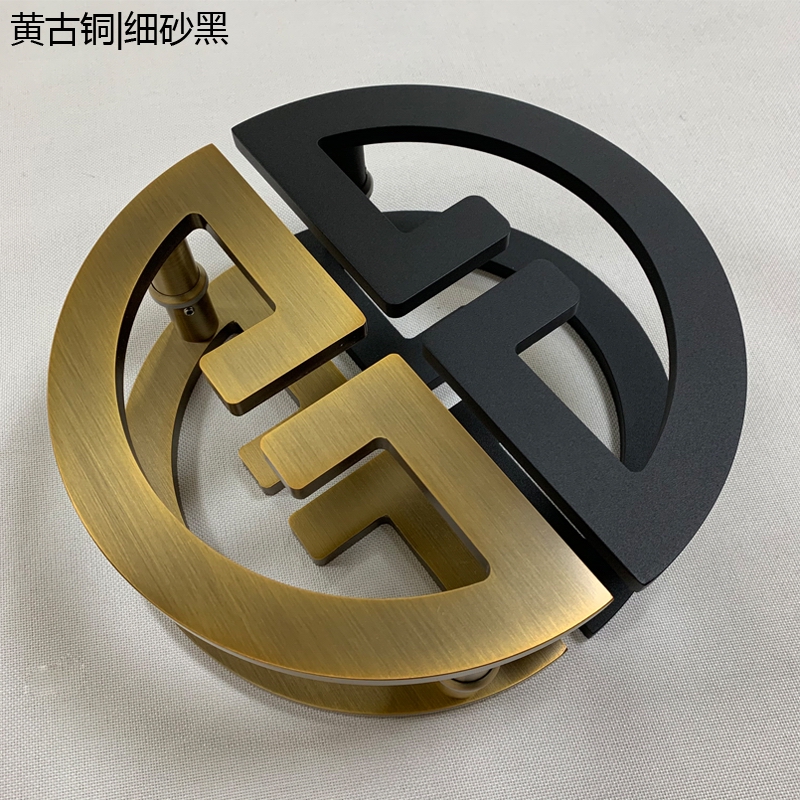 Light luxury glass door handle door double door black round frameless door Solid wood door handle spot