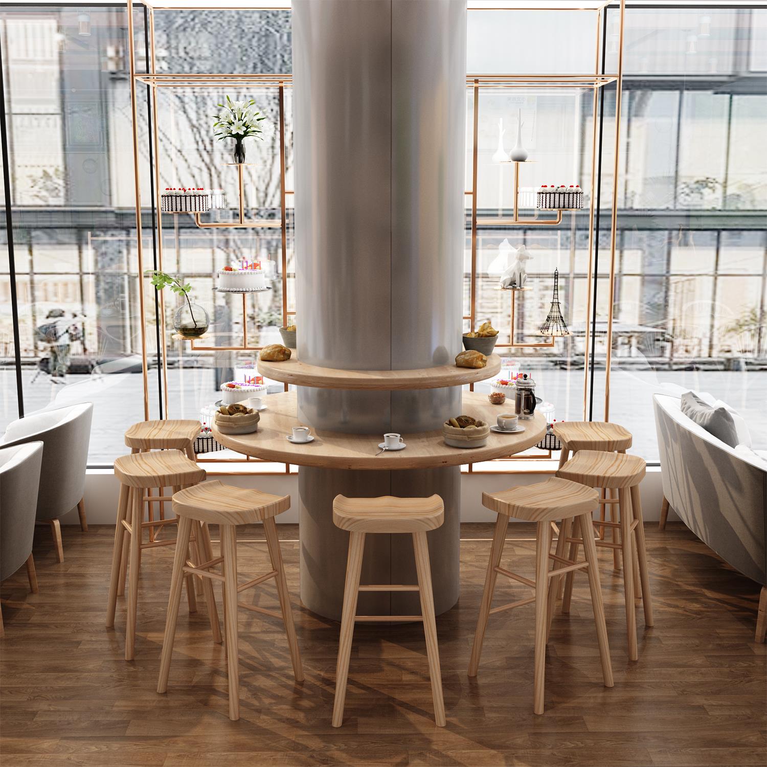 Solid wood bar chair light luxury simple high stool front desk chair bar chair bar stool leisure chair oak dining chair manicure stool