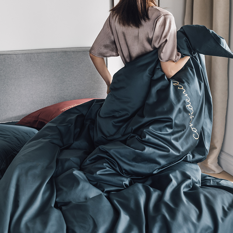 100 long fluff cotton four pieces of pure cotton bedding with pure colour - coloured winter warm - up bed