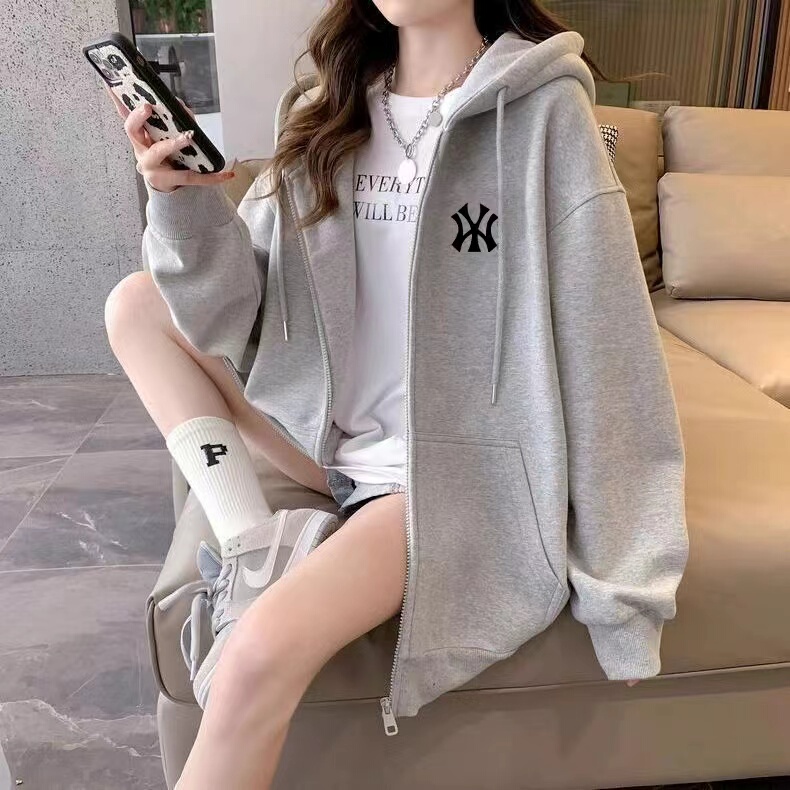 Outlet Gray Hoodie for Women, 2026 New Style, Couple Cardigan, Unisex Casual Sports Loose Jacket, Trendy