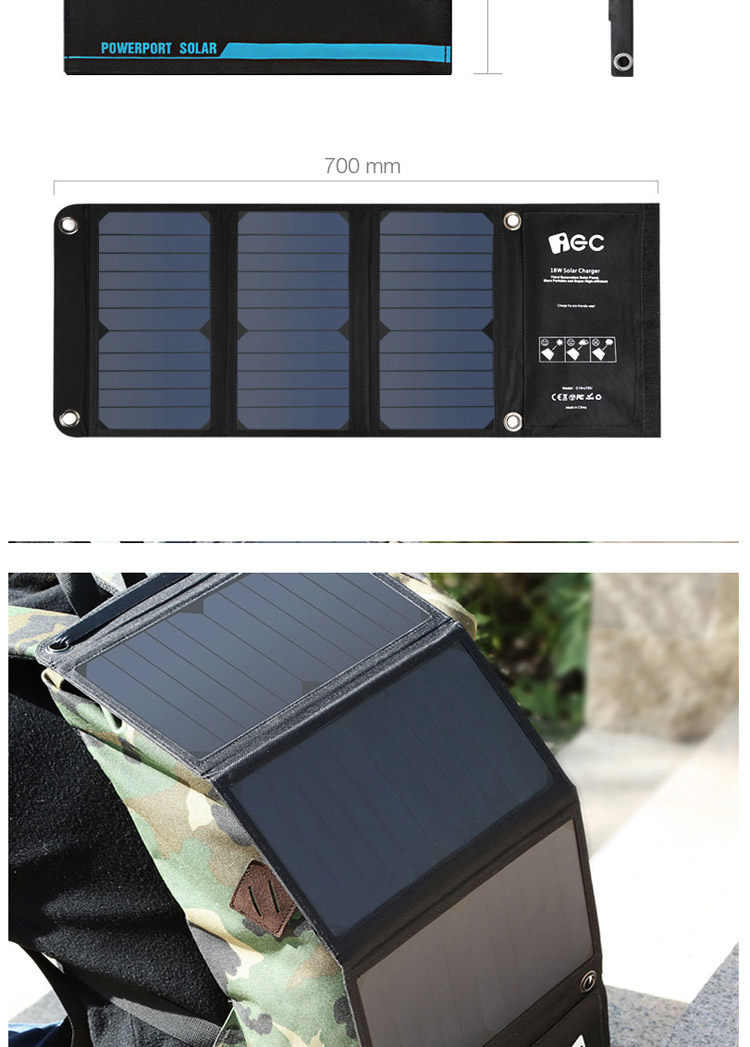 Зарядное устройство 原装usa美国iec太阳能充电器高效大功率便携usb双输快充户外折叠