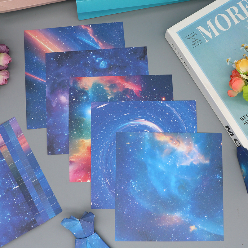 Origami Square Paper, Handmade Colored Paper, Double-Sided Starry Sky Paper, Night Sky Paper Material, 15cm Thousand Paper Cranes Paper