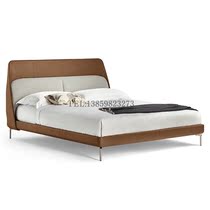 Italian Light Luxury Leather Art Double Bed-Like Room Hotel Villa Master Supine Bed Wedding Bed Designer Furniture Custom