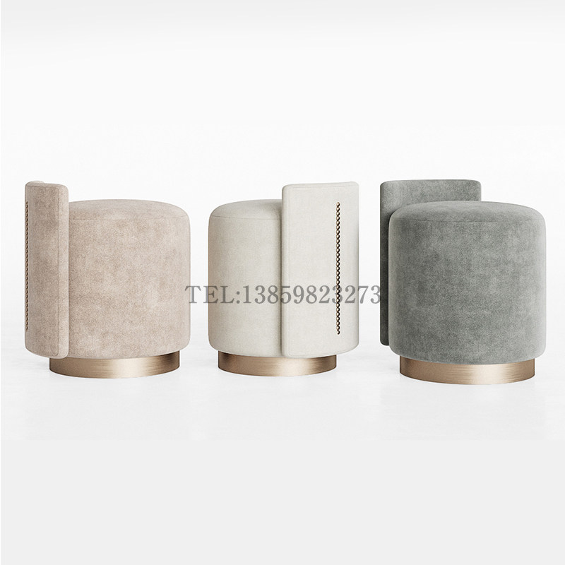 Post-modern light luxury model room lamb wool soft bag dressing stool Italian designer creative stainless steel stool customization
