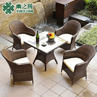之 furniture Nội thất ngoài trời Bàn ghế mây buổi chiều ngoài trời ban công giải trí kết hợp năm chiếc ghế mây - Bàn ghế ngoài trời / sân ban ghe sat ngoai troi