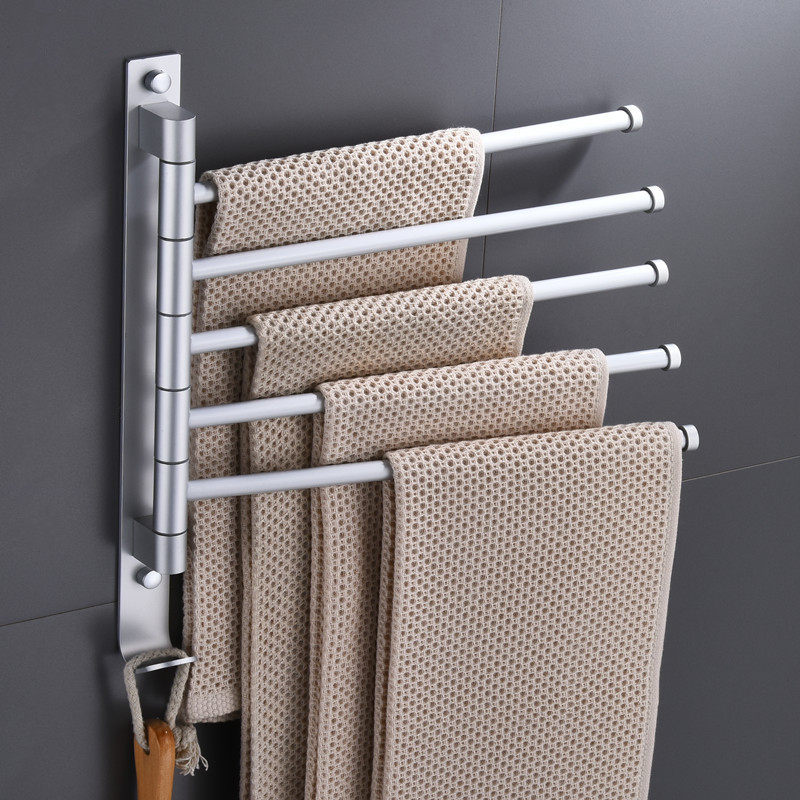 Perforated space aluminum towel rack can be rotated multi-pole bathroom bathroom towel rail hardware pendant shelf