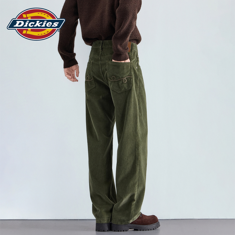 Dickies Double-Strand Textured Combed Cotton Embroidered Corduroy Straight-Leg Pants for Men, Autumn and Winter Olive Green Loose Casual Pants Dickies Double-Strand Textured Combed Cotton Embroidered Corduroy Straight-Leg Pants for Men, Autumn and Winter Olive Green Loose Casual Pants