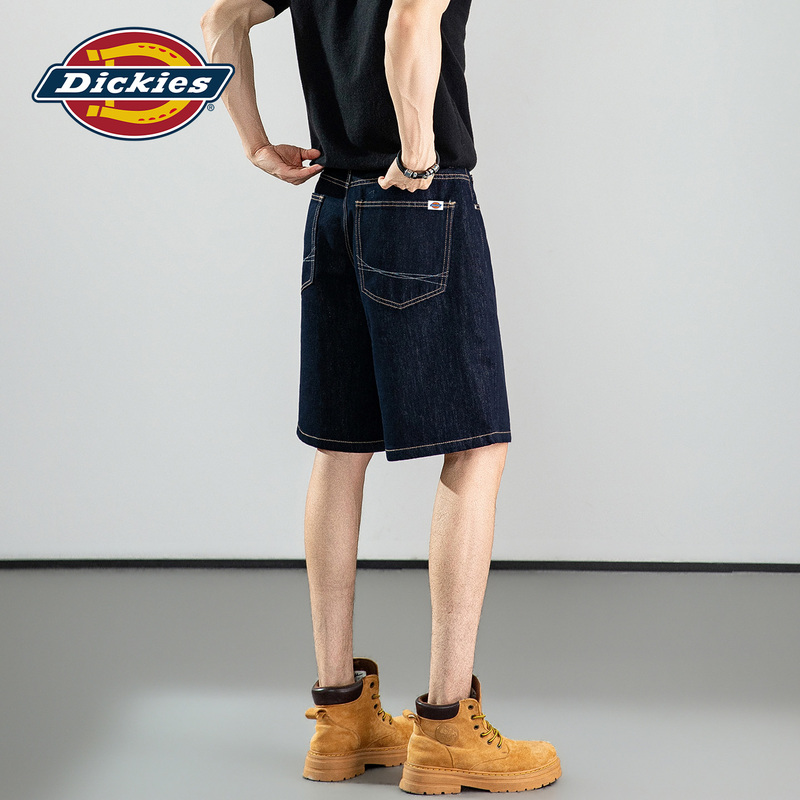 Dickies Retro Original Color Straight-Leg Denim Shorts for Men, New Summer Style, Loose Casual Knee-Length Shorts
