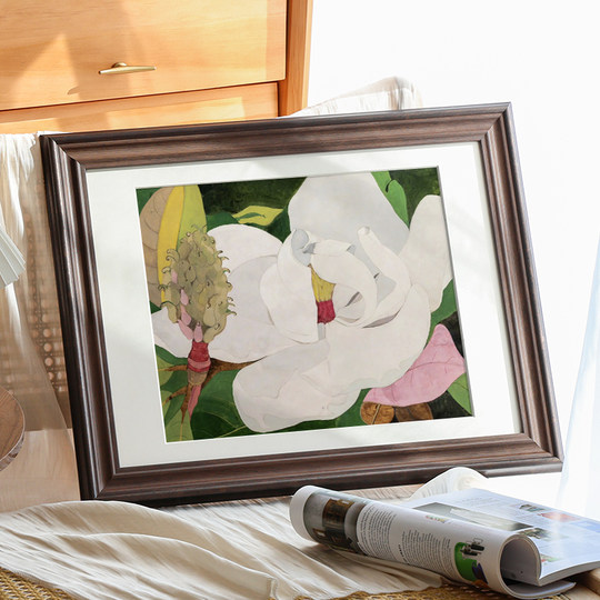 Framed Photo Frame in Black Walnut Color, European Retro Style, Nostalgic Style, Calligraphy and Painting Outer Frame, Self-Assembled, Wall-Mounted, Large Size