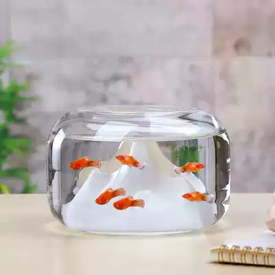 Creative snow mountain bucket fish tank desk glass small desktop vase rockery creative goldfish mini fish tank