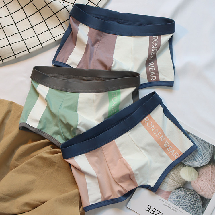 All-cotton Coloured men's underwear pure cotton Four corner shorts individuality trend Young students sports wind four-corner pants underpants