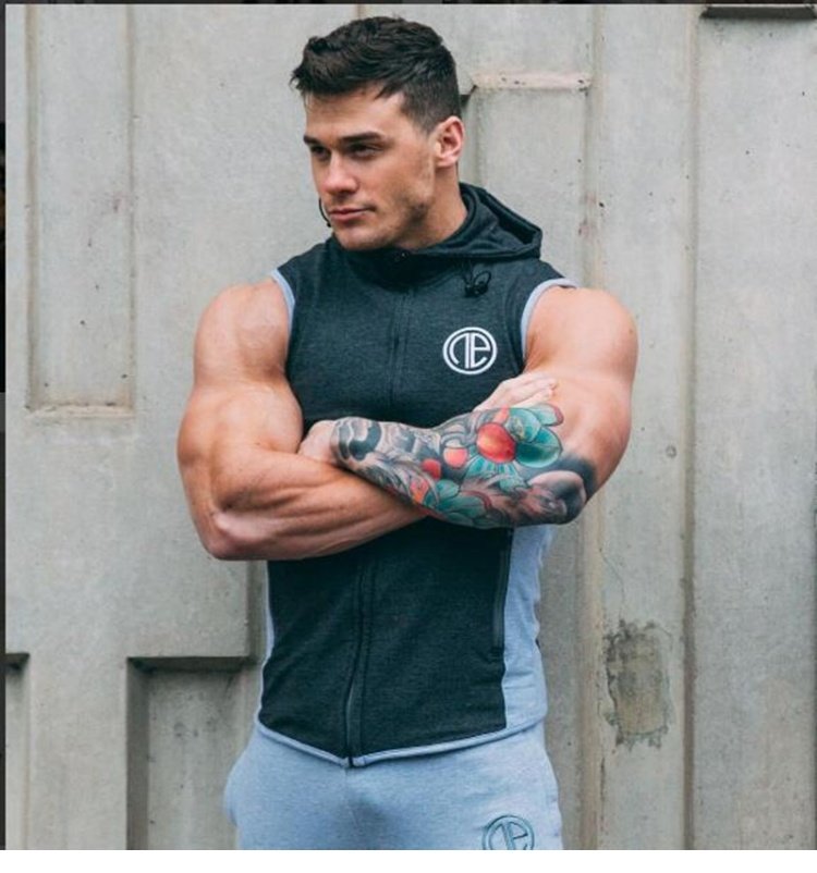 Mùa xuân và mùa hè cơ bắp anh em thể thao vest nam vest bông tập thể dục đào tạo áo hoodie nam trùm đầu áo len không tay - Áo vest cotton áo vest da nam