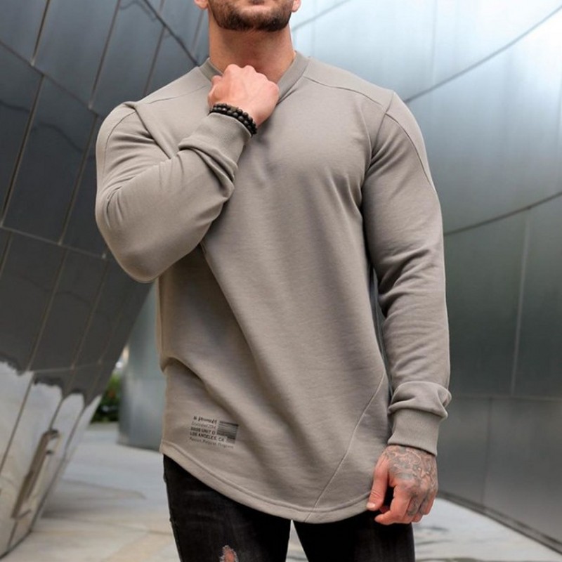Muscle Type Male Sibling Spring Autumn New Men Long Sleeve T-shirt Fitness Training Tight Fit Male Sweatshirt T Round Collar Clothes