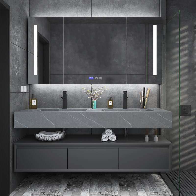 Rock plate one-piece basin Bathroom cabinet combination Modern simple washstand Sink washbasin cabinet Powder room washstand