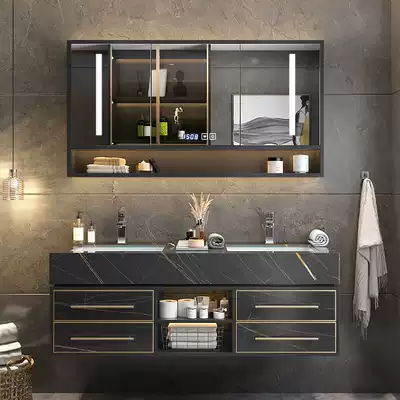 Rock board bathroom cabinet combination bathroom basin light luxury modern simple sink face wash dressing room wash basin