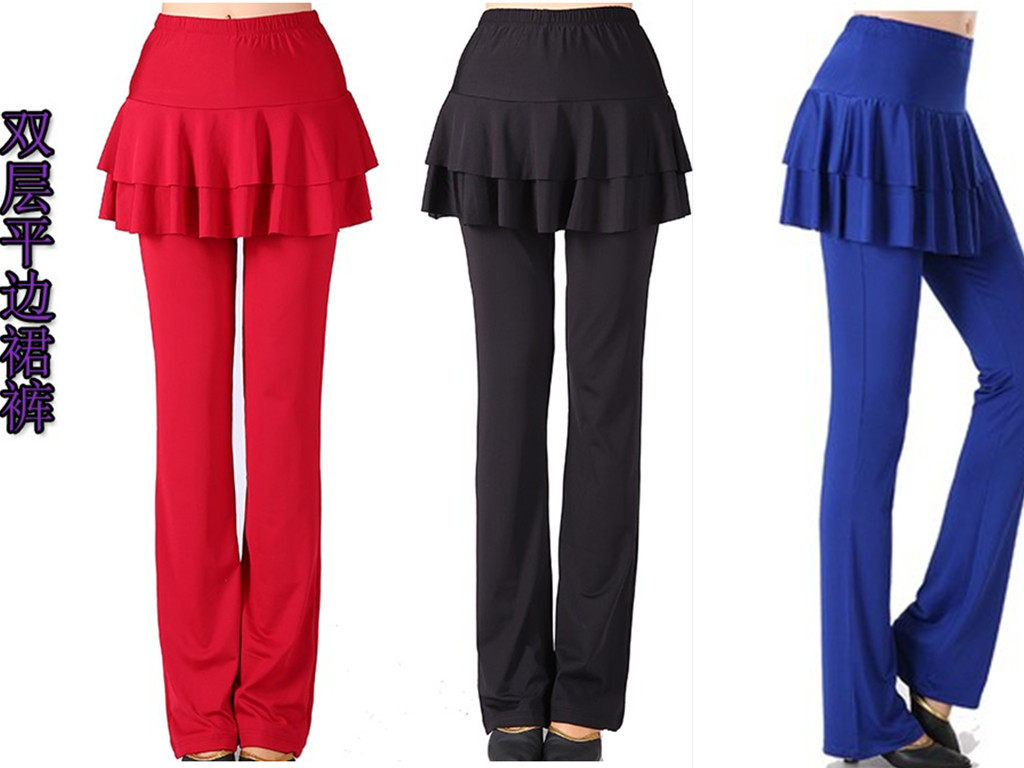 Square dance pants women's long trousers culottes thin spring and summer performance pants milk silk dancing pants middle-aged and elderly bottoms dance pants